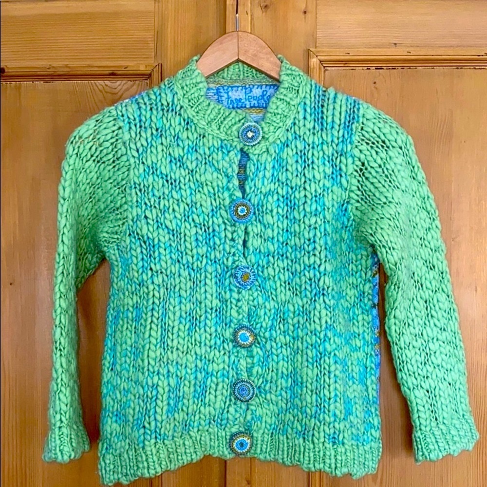 Free People Cardigan, Cropped, Fair Isle, Grn, SzS